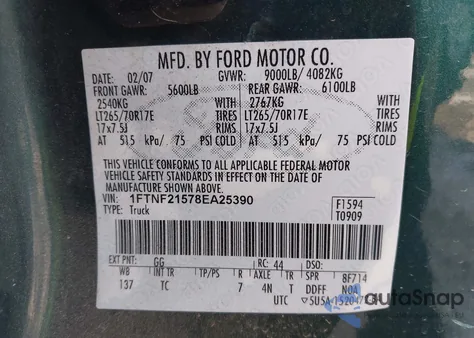 2008 Ford F-250 Xl z USA, uszkodzony, nr VIN 1FTNF21578EA25390